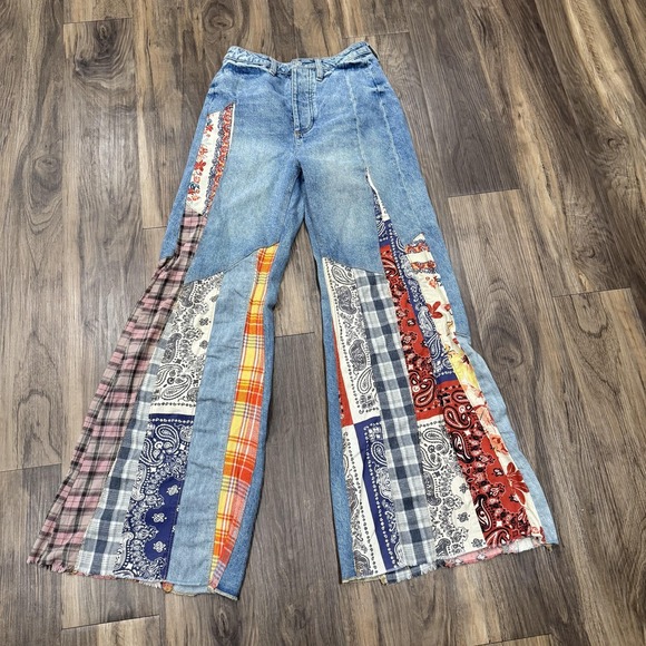 Free People Denim - Free People We The Free Cortez Pieced Jeans Women's 25 Multi Patchwork Flare